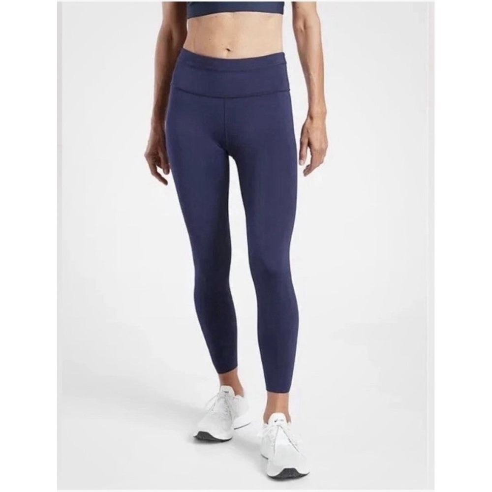 Athleta Navy Blue Accelerate 7/8 Tight Leggings Sz Medium Cropped‎ 23" Gym Yoga